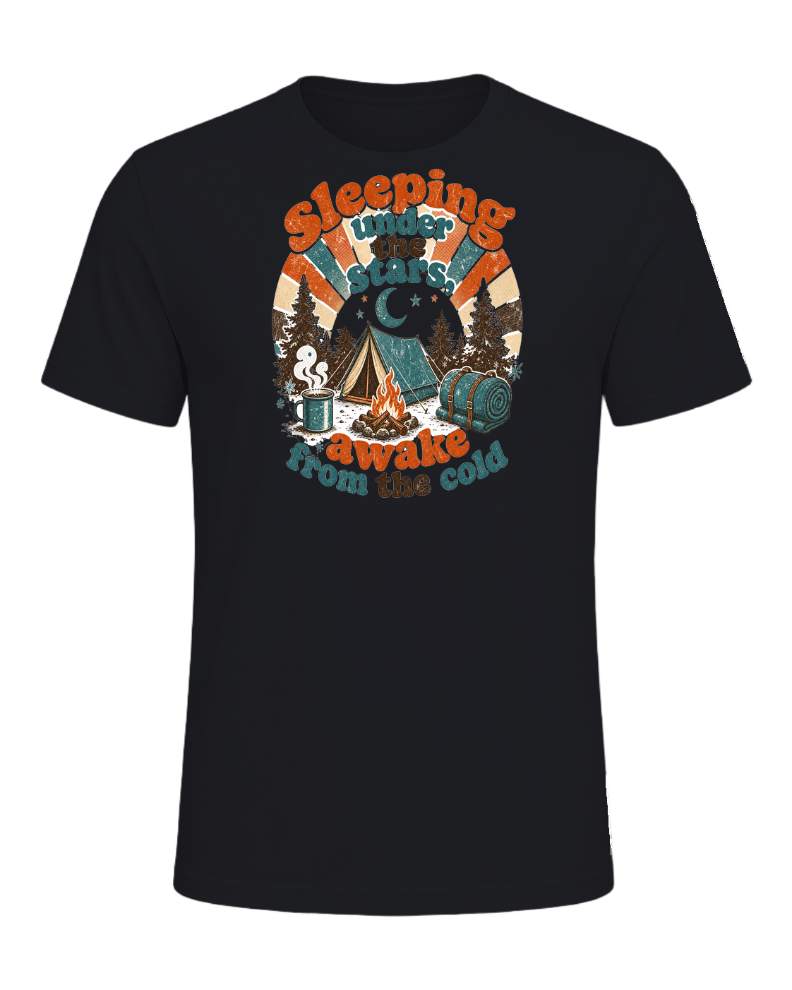 sleeping under the stars, awake from the cold — Vintage Black