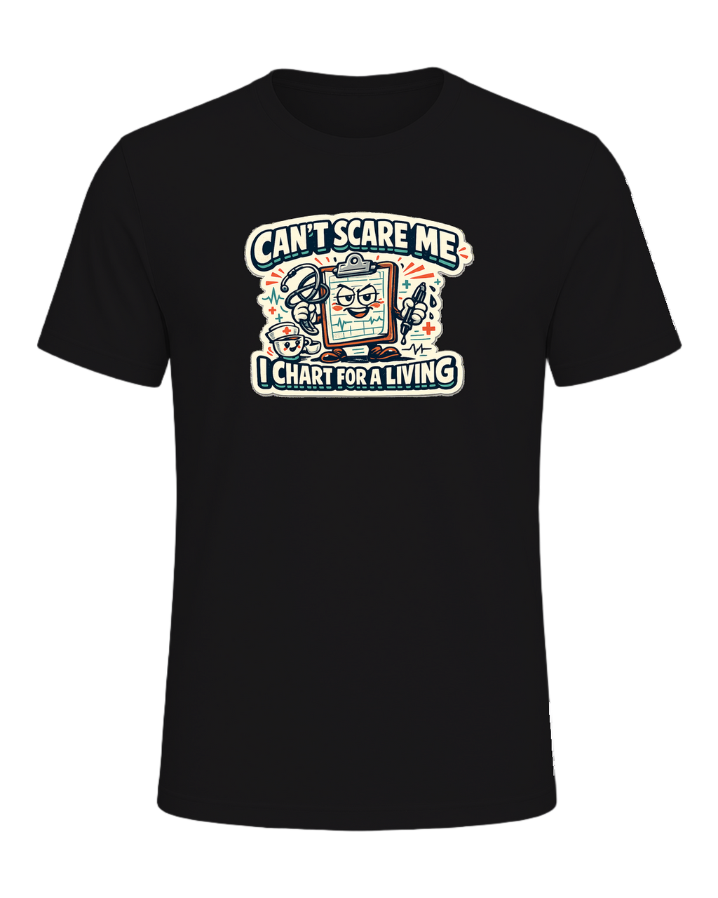 Can't Scare Me I Chart For A Living Tee — Dark Grey Heather