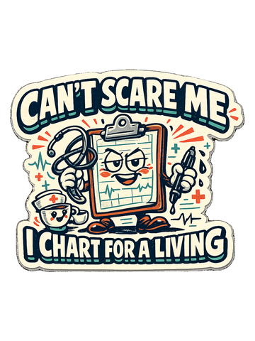 Funny Nurse T-Shirt — Can't Scare Me I Chart for a Living