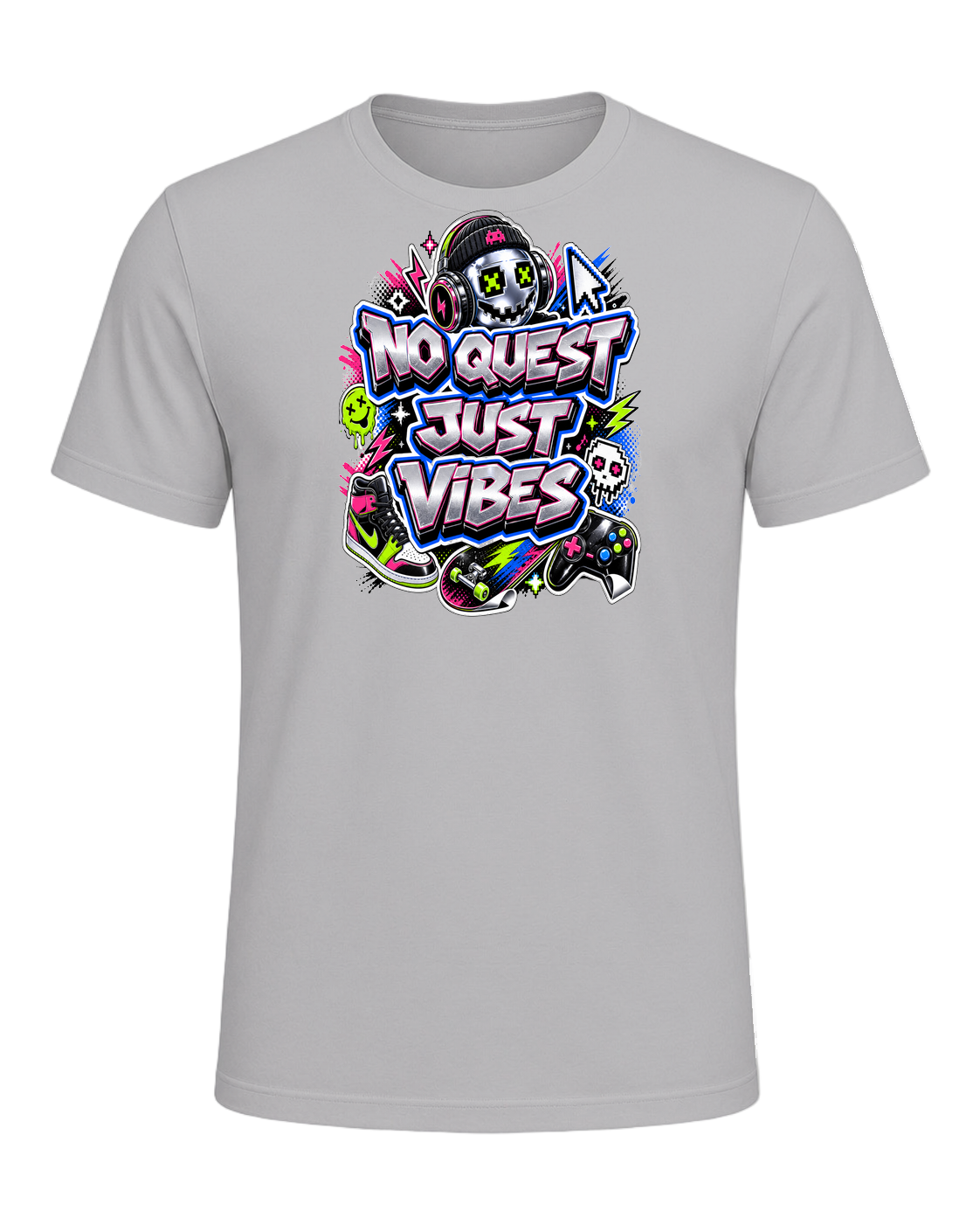 NO QUEST JUST VIBES — Athletic Heather