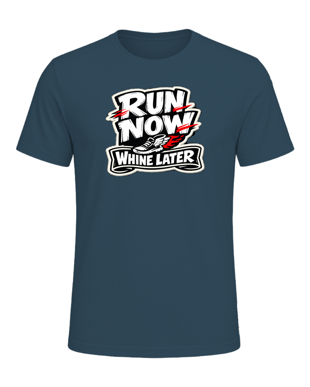 A loud runner tee for people who complain through the miles and still show up. — Deep Teal