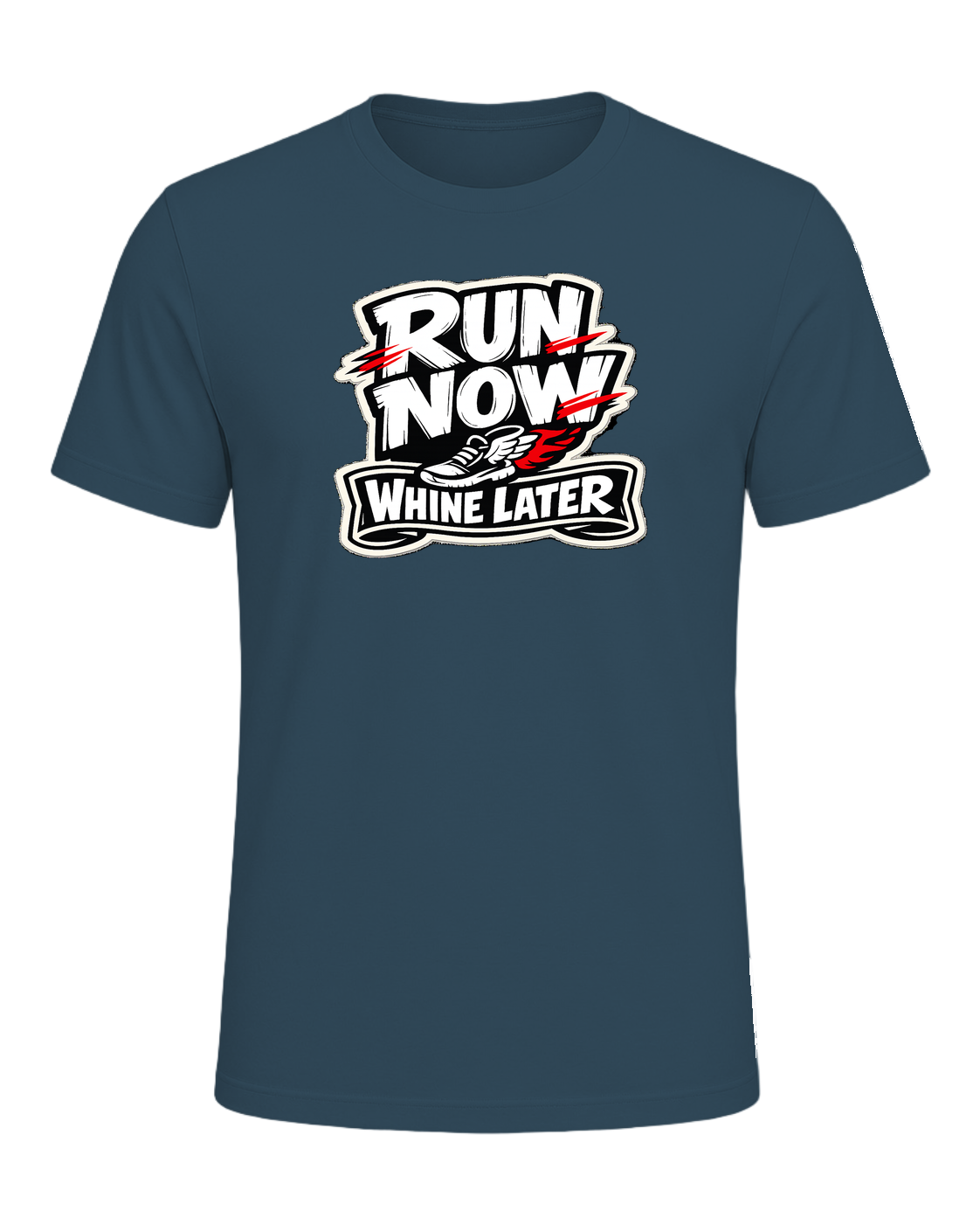 A loud runner tee for people who complain through the miles and still show up. — Deep Teal