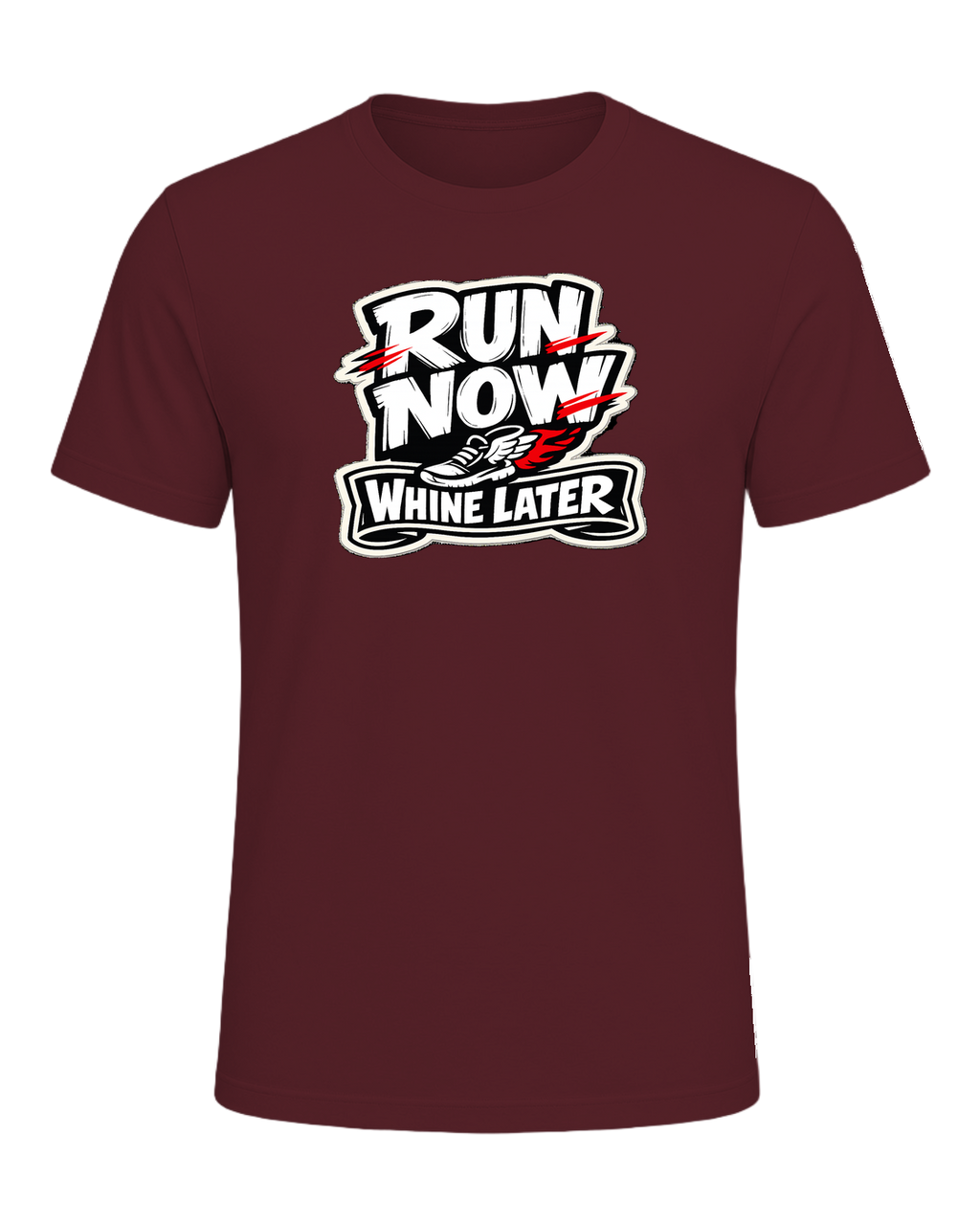 A loud runner tee for people who complain through the miles and still show up. — Maroon