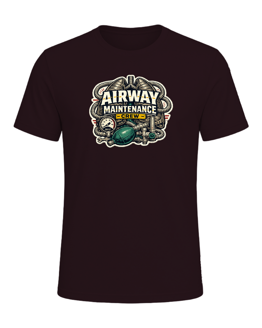 Airway Maintenance Crew Tee — Oxblood Black