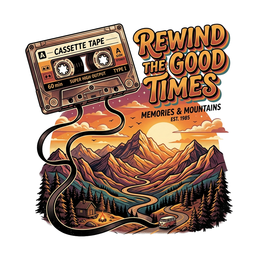 Retro Cassette T-Shirt — Rewound with a Pencil