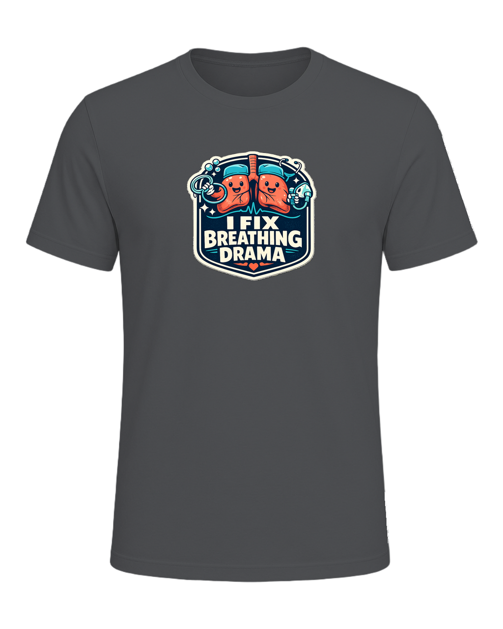 I Fix Breathing Drama Tee — Asphalt