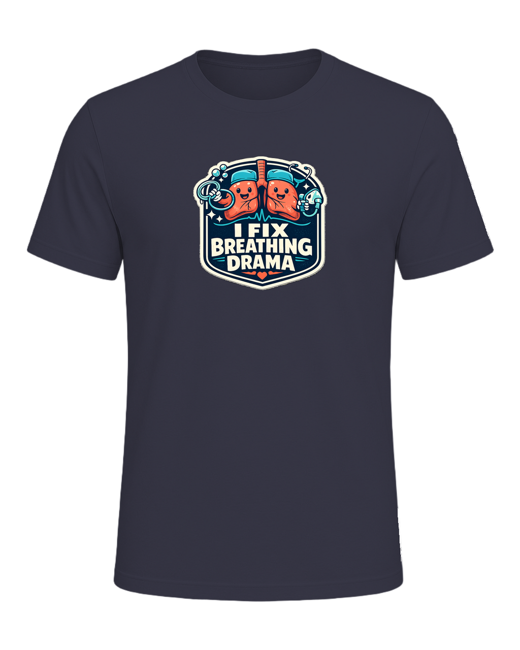 I Fix Breathing Drama Tee — Heather Midnight Navy