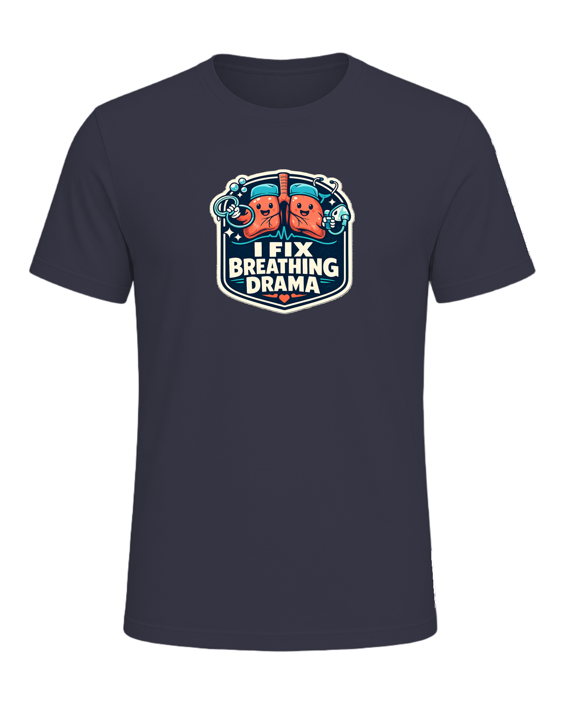 I Fix Breathing Drama Tee — Heather Midnight Navy