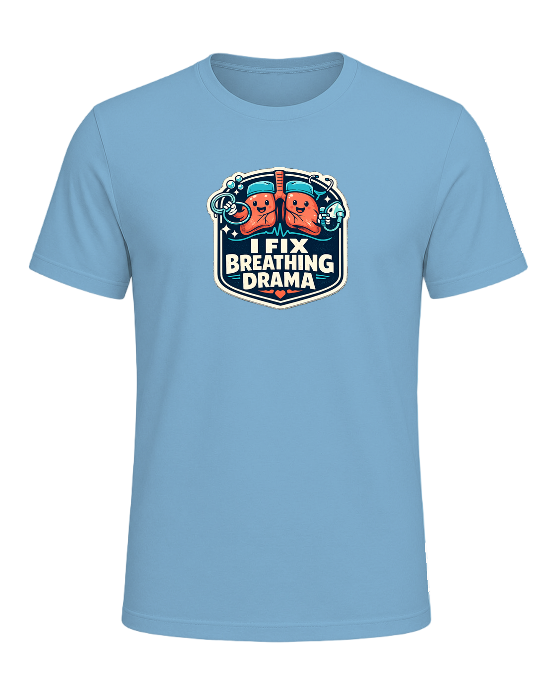I Fix Breathing Drama Tee — Ocean Blue