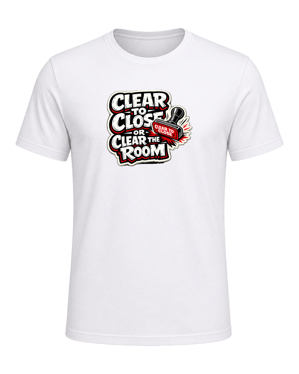 CLEAR TO CLOSE OR CLEAR THE ROOM — White