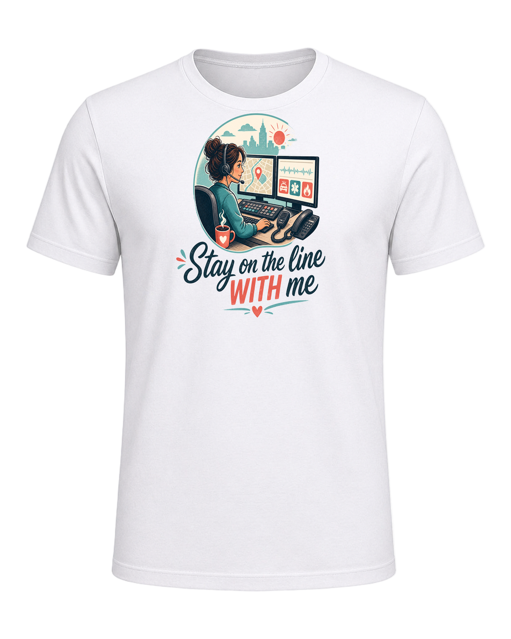Stay on the line WITH me — White