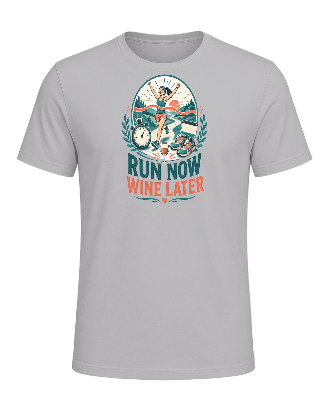RUN NOW WINE LATER — Athletic Heather