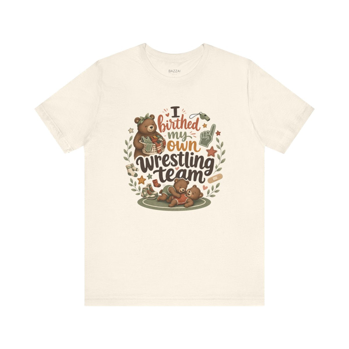 Boy Mom Gift T-Shirt — I Birthed My Own Wrestling Team — t-shirt design