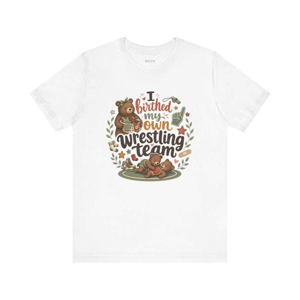 Boy Mom Gift T-Shirt — I Birthed My Own Wrestling Team — t-shirt design