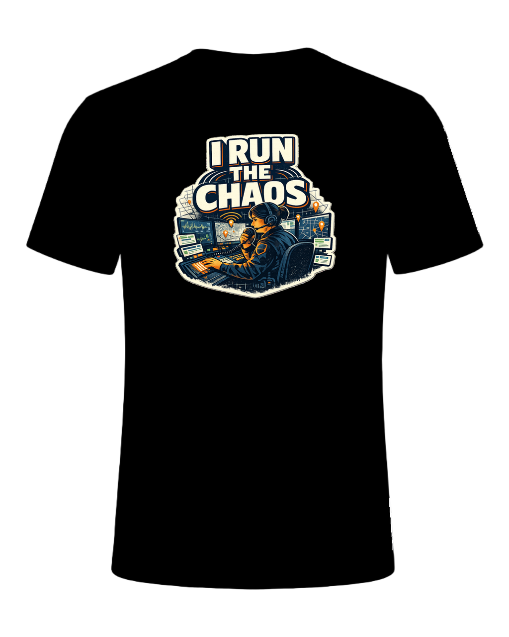 A bold dispatcher shirt for the calm voice running the chaos from the console. — Black