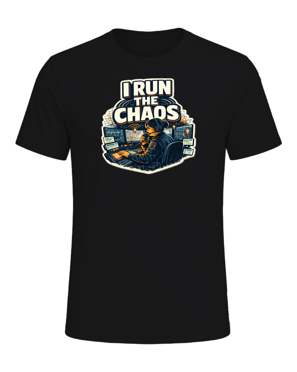 A bold dispatcher shirt for the calm voice running the chaos from the console. — Dark Grey Heather