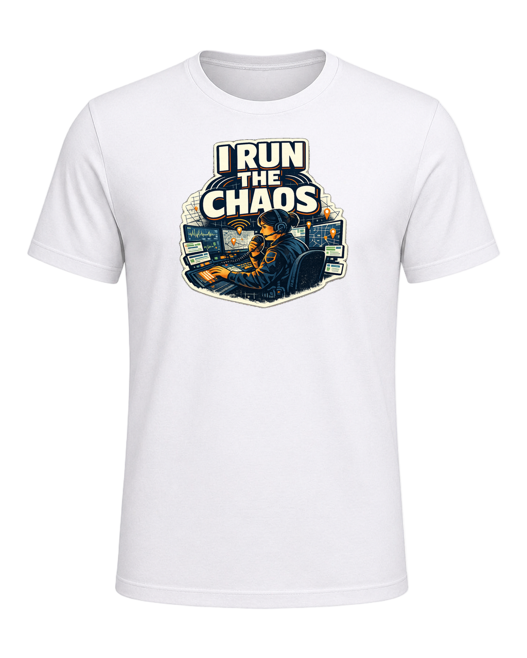 A bold dispatcher shirt for the calm voice running the chaos from the console. — White