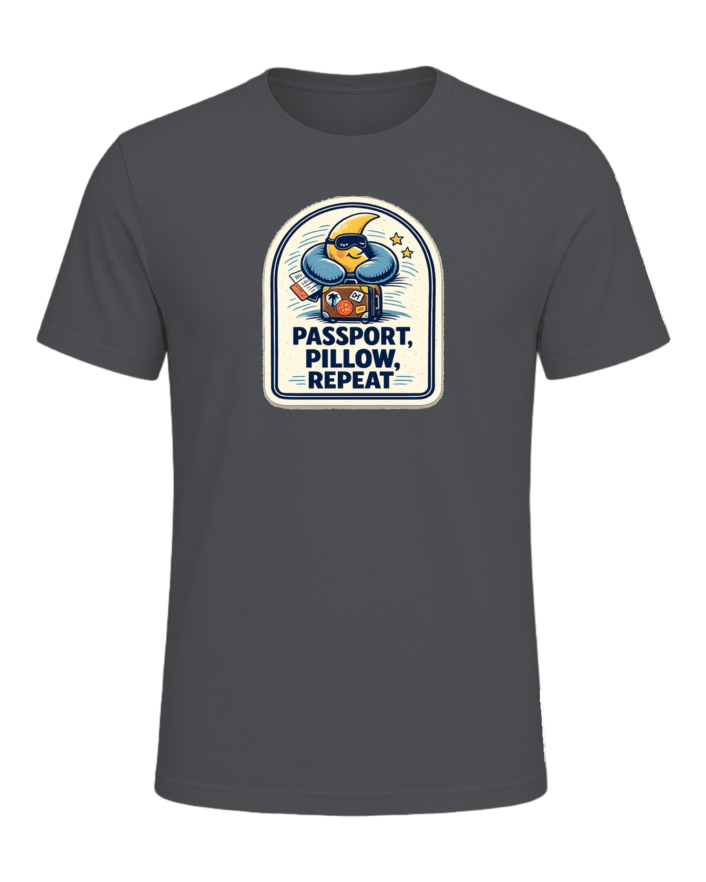 Passport, Pillow, Repeat Tee — Asphalt