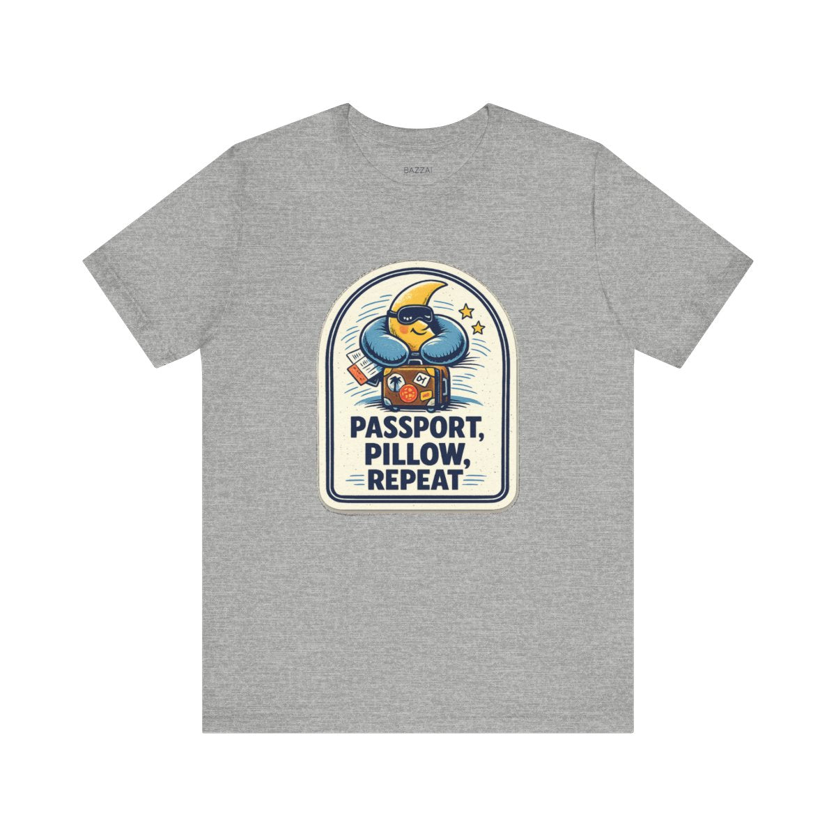 Travel Gift T-Shirt — Passport, Pillow, Repeat — travel sleep t-shirt design by Reggie