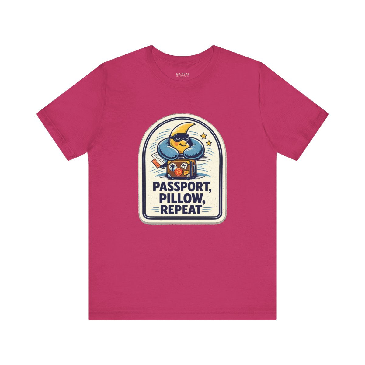 Travel Gift T-Shirt — Passport, Pillow, Repeat — travel sleep t-shirt design by Reggie