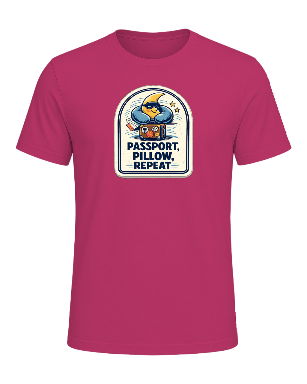 Passport, Pillow, Repeat Tee — Berry