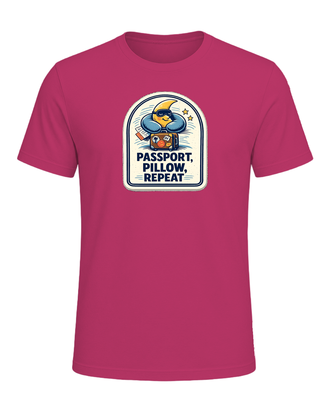 Passport, Pillow, Repeat Tee — Berry