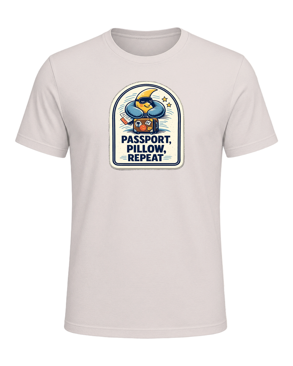 Passport, Pillow, Repeat Tee — Heather Dust