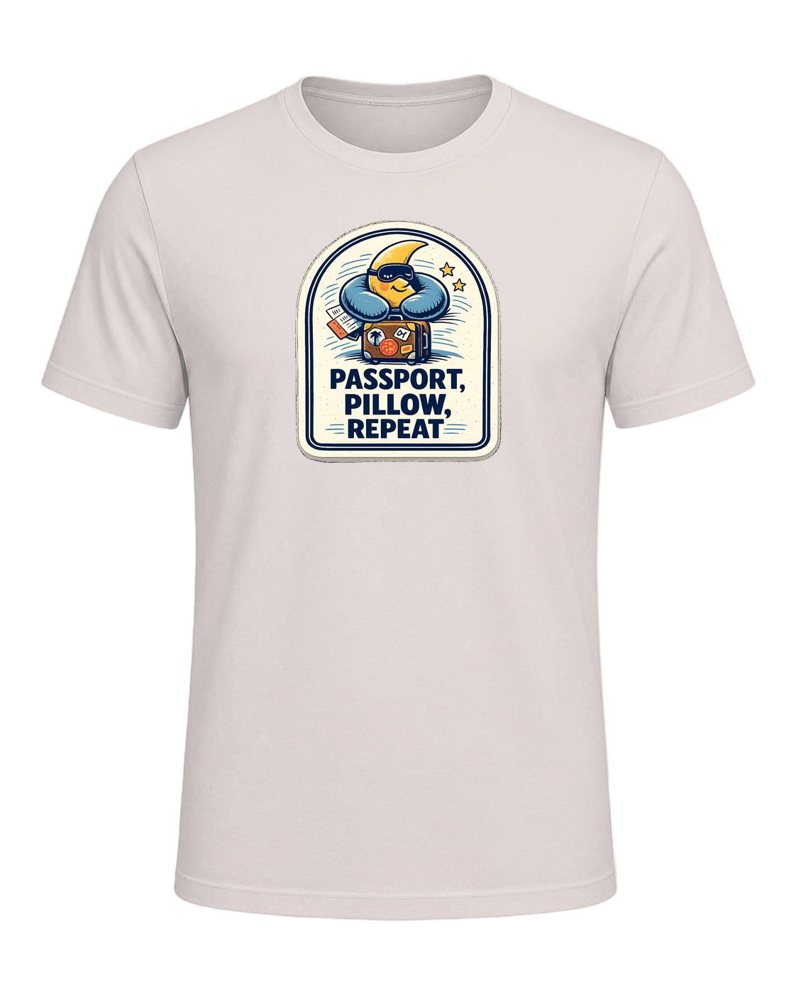 Passport, Pillow, Repeat Tee — Heather Dust