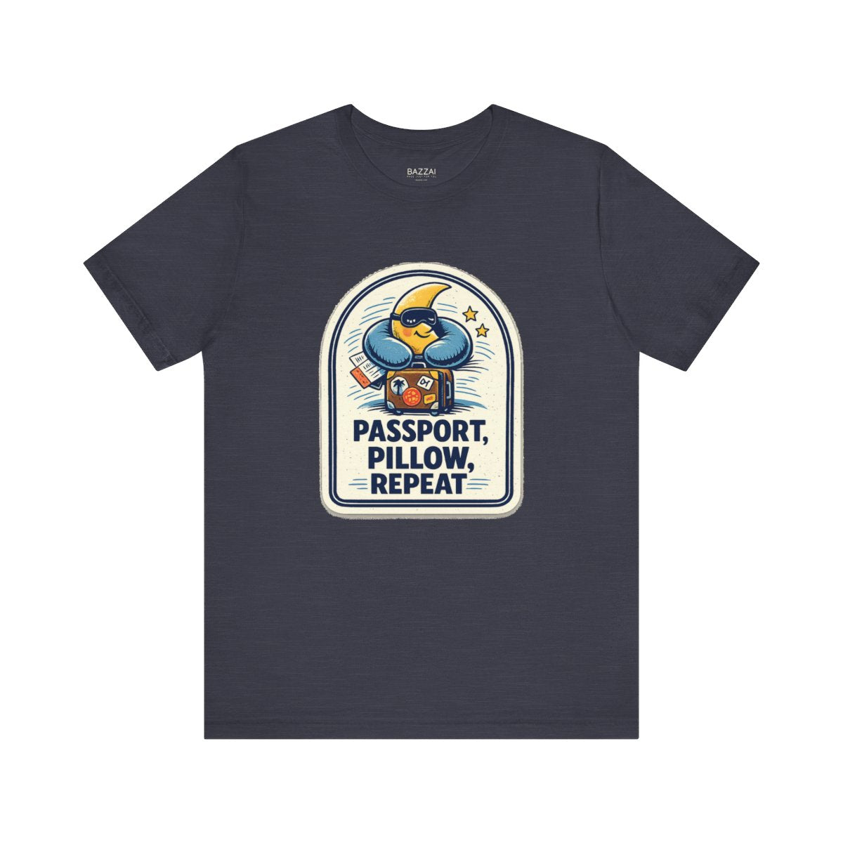 Travel Gift T-Shirt — Passport, Pillow, Repeat — travel sleep t-shirt design by Reggie