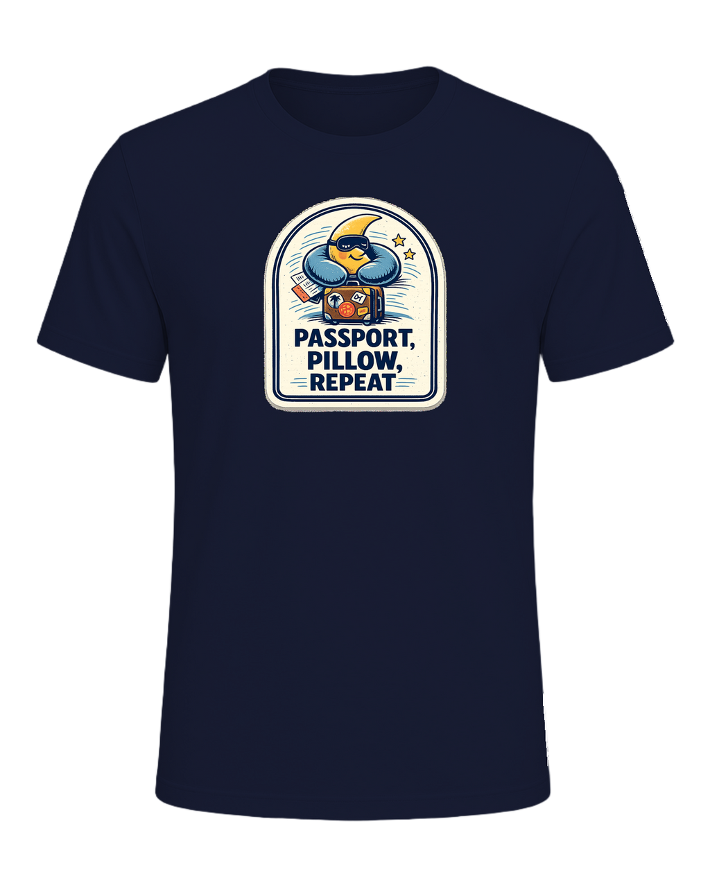 Passport, Pillow, Repeat Tee — Navy