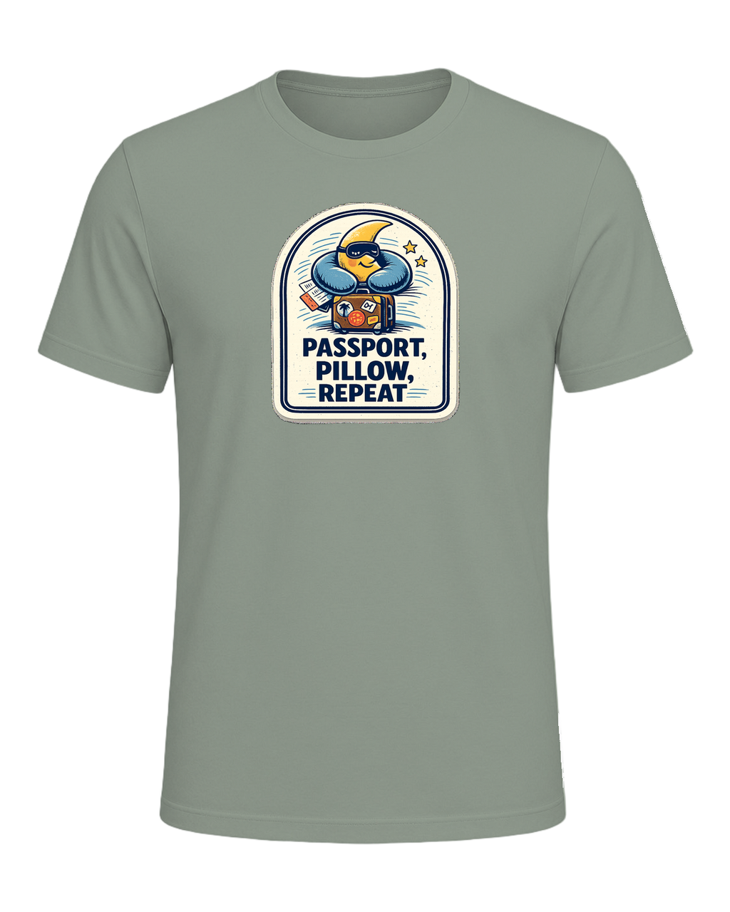 Passport, Pillow, Repeat Tee — Sage
