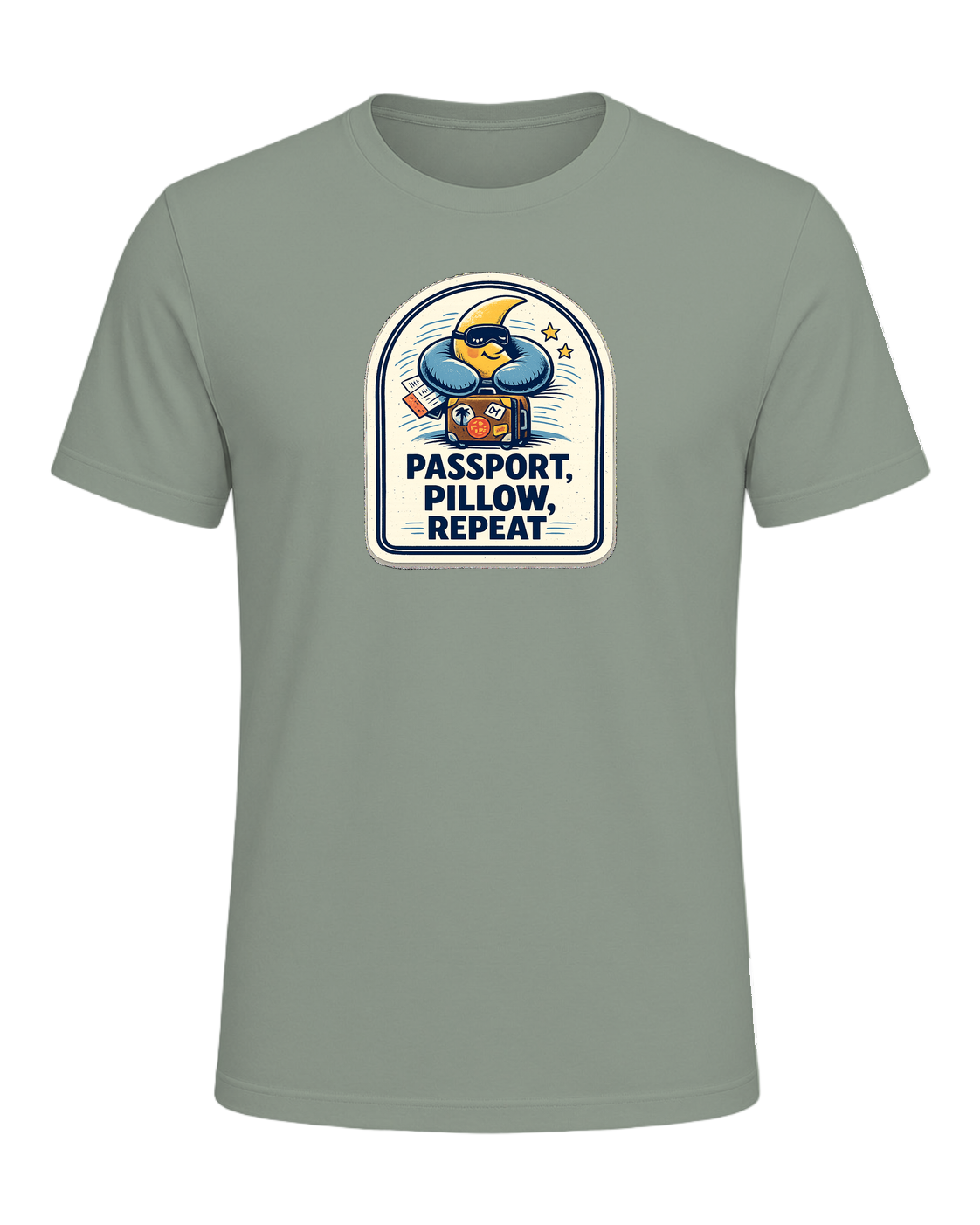 Passport, Pillow, Repeat Tee — Sage