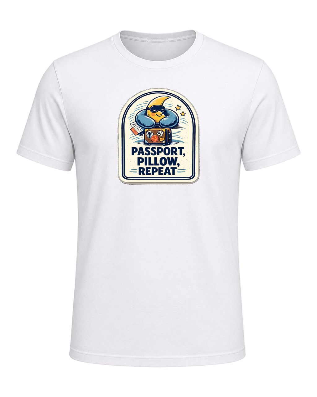 Passport, Pillow, Repeat Tee — White