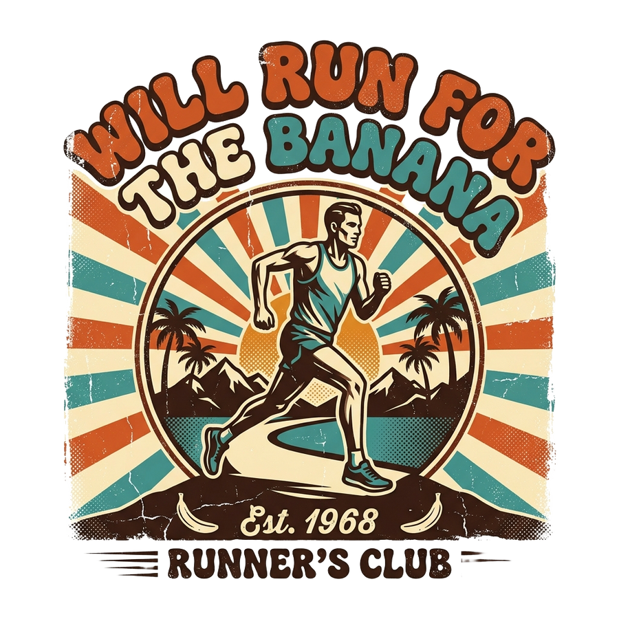Funny Running T-Shirt — Will Run for the Banana
