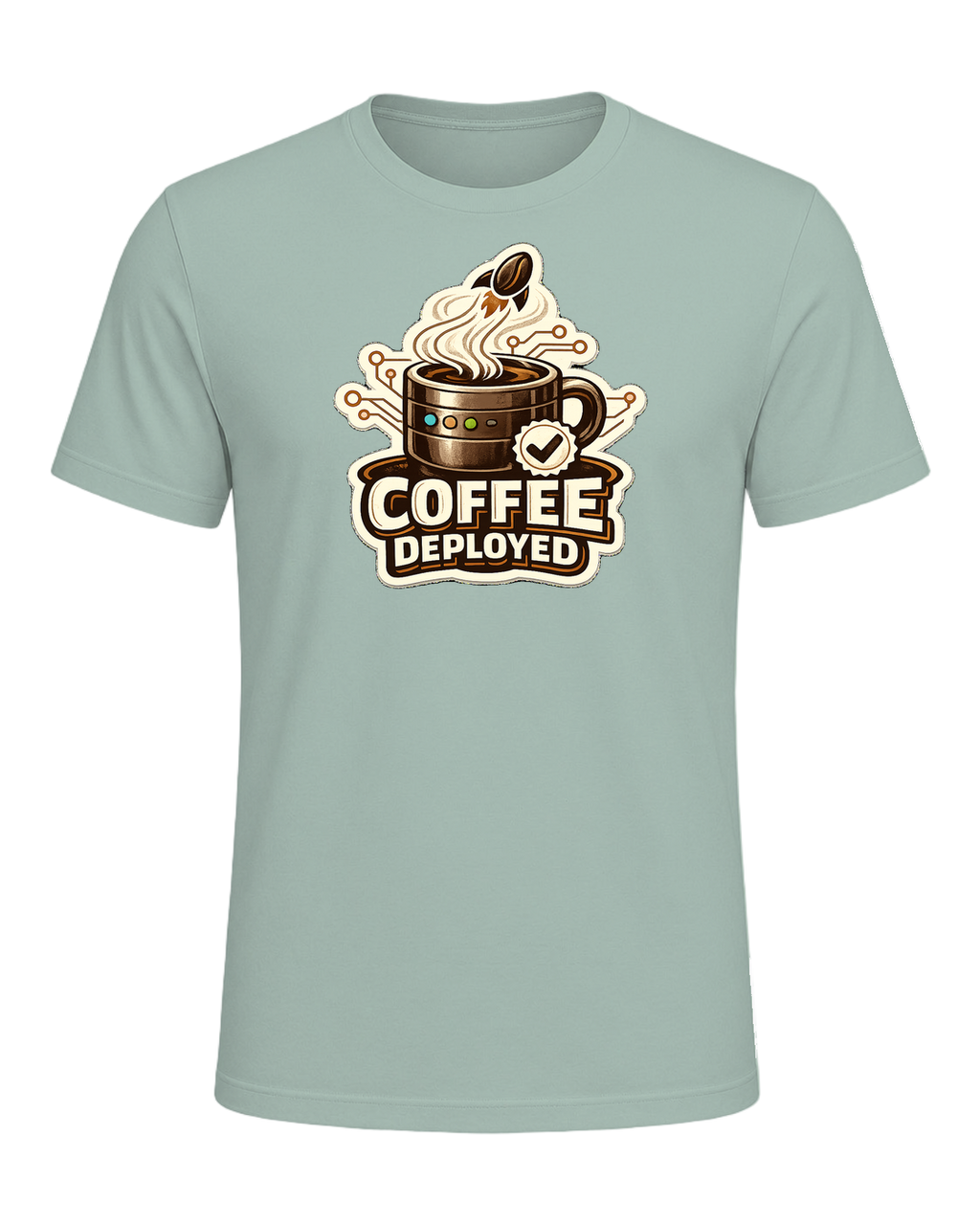 Coffee Deployed Tee — Heather Prism Dusty Blue
