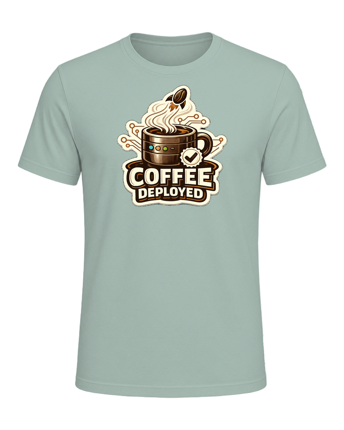 Coffee Deployed Tee — Heather Prism Dusty Blue