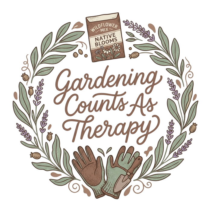 GARDENING COUNTS AS THERAPY — Hand-Drawn Floral