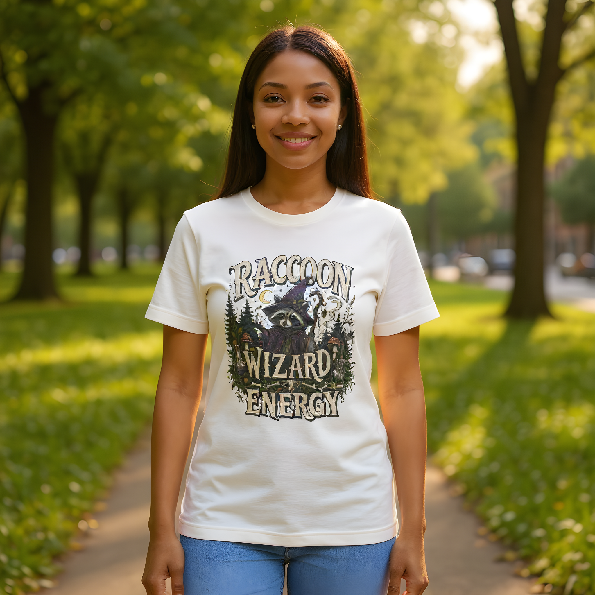 Funny Raccoon T-Shirt — Raccoon Wizard Energy — t-shirt design
