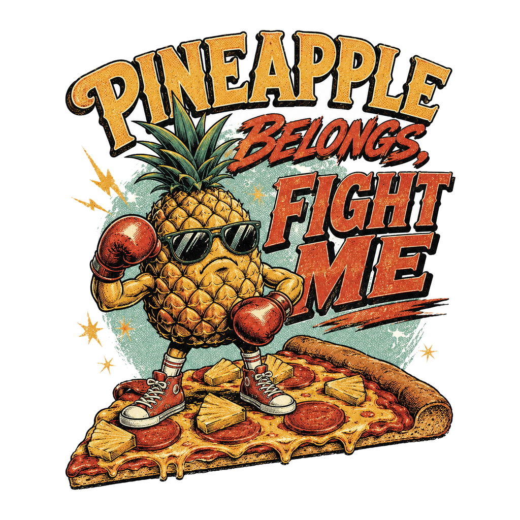 PINEAPPLE BELONGS, FIGHT ME — Black