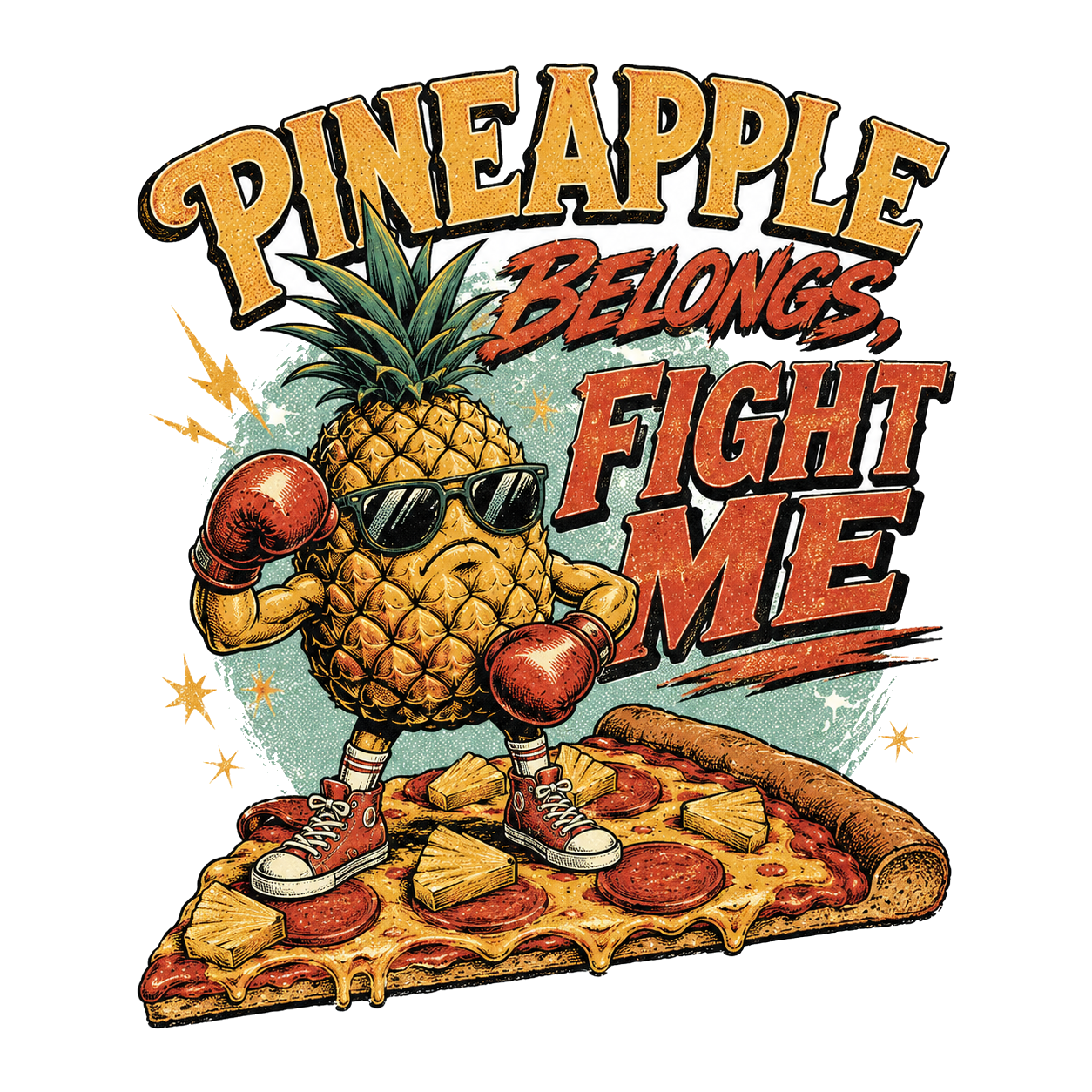 PINEAPPLE BELONGS, FIGHT ME — White