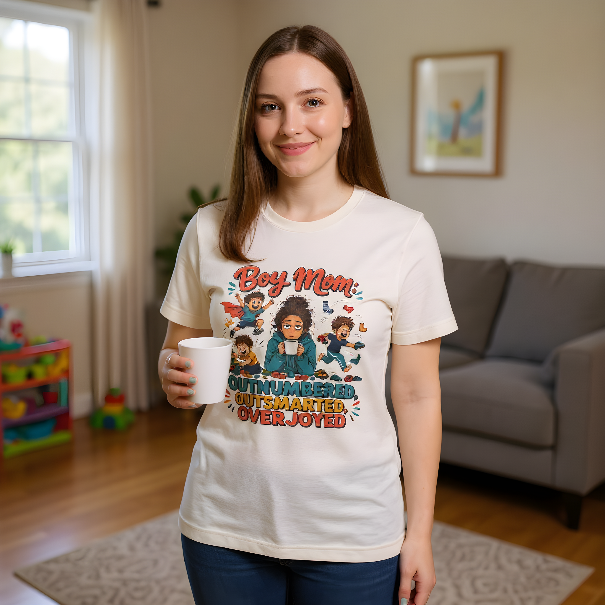 Boy Mom Gift T-Shirt — Loud, Sticky, Beloved — t-shirt design