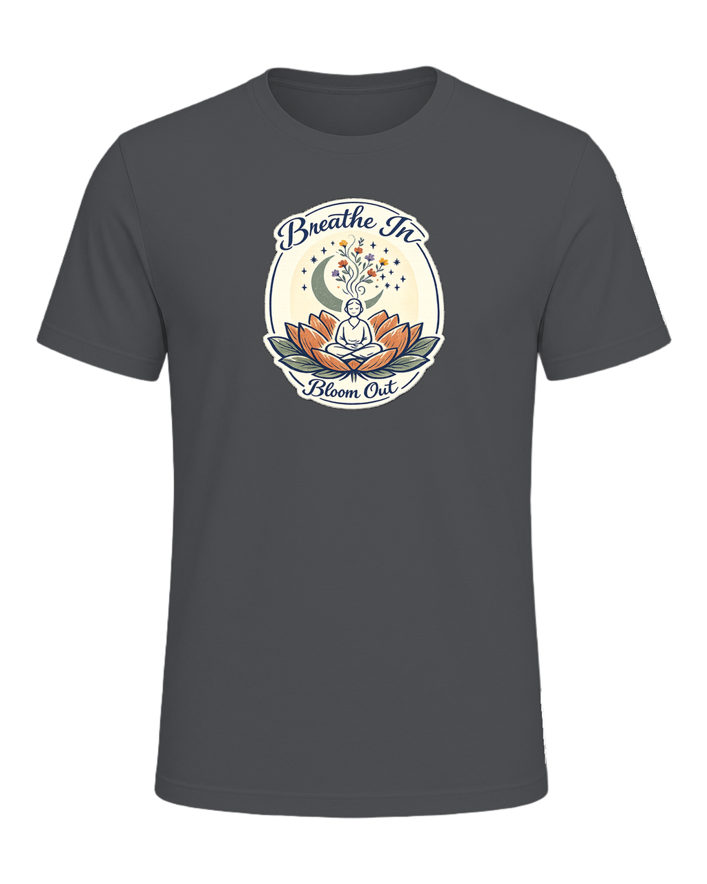 Breathe In, Bloom Out Tee — Asphalt