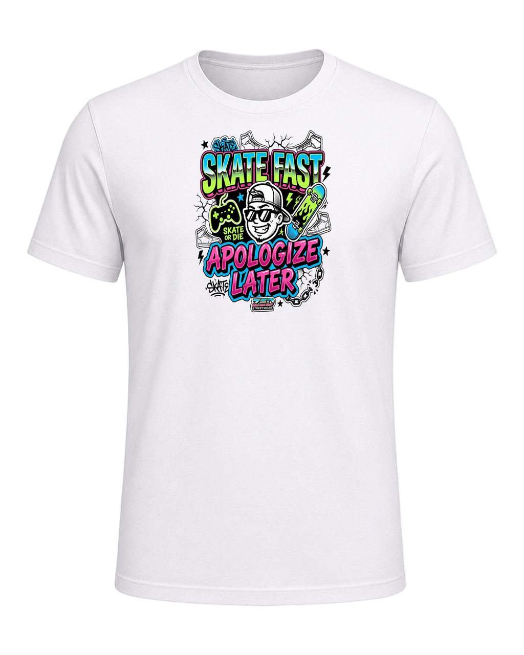 SKATE FAST APOLOGIZE LATER — White