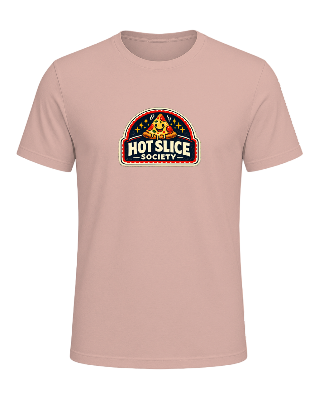 A bold retro pizza-club tee for anyone proudly living the hot slice lifestyle. — Heather Prism Peach