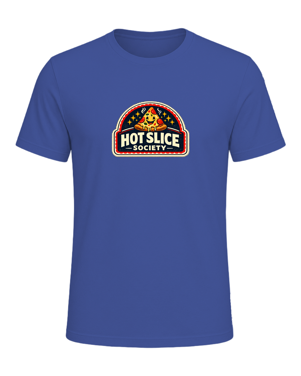 A bold retro pizza-club tee for anyone proudly living the hot slice lifestyle. — Heather True Royal