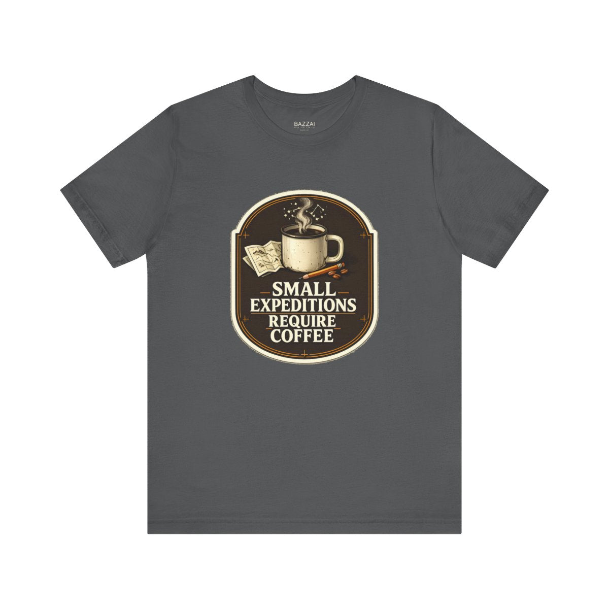 Adventure Coffee T-Shirt — Small Expeditions Require Coffee — coffees t-shirt design by Sol