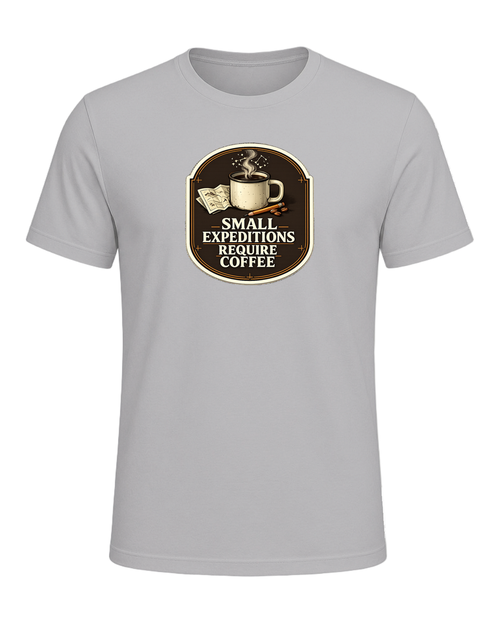 Small Expeditions Require Coffee Tee — Athletic Heather