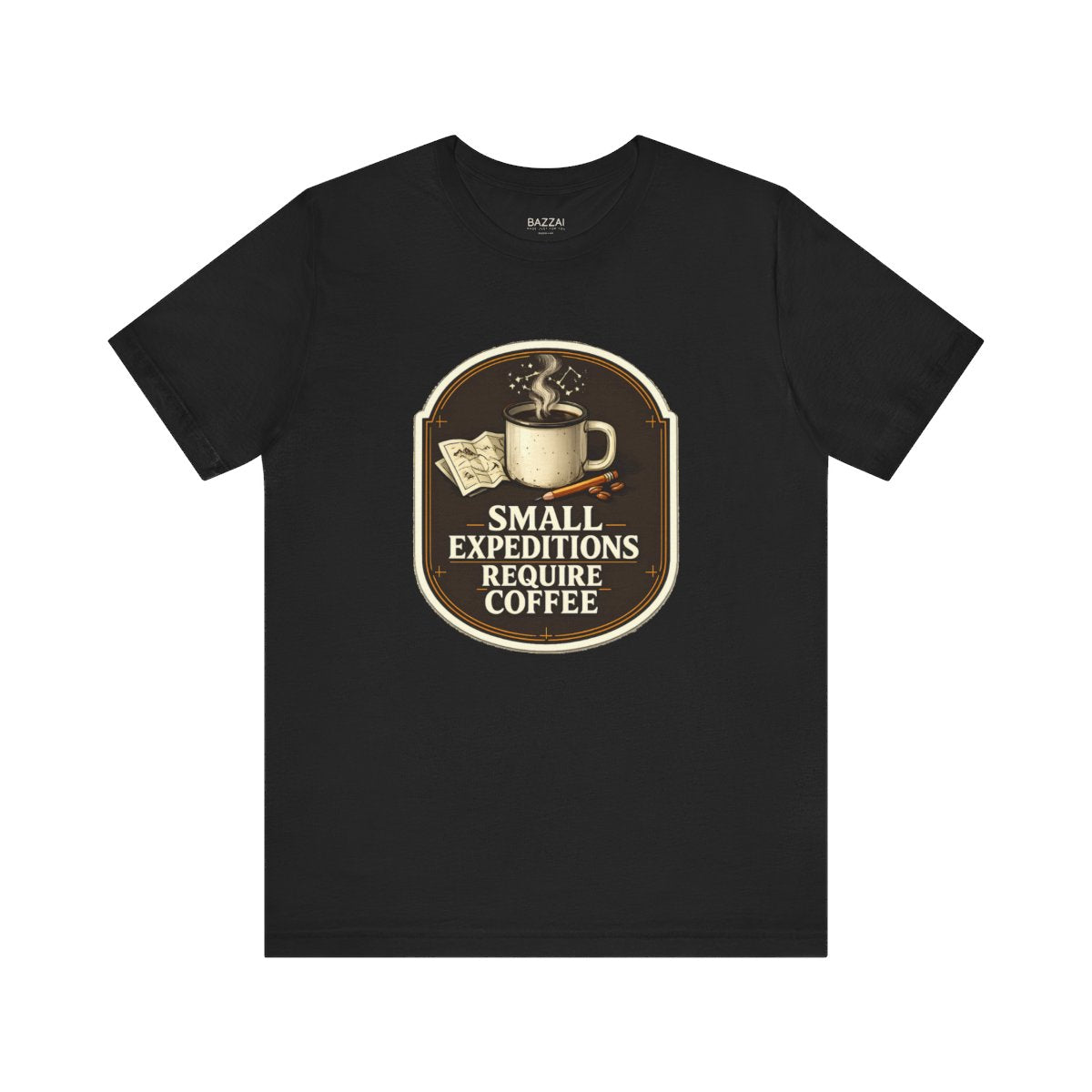 Adventure Coffee T-Shirt — Small Expeditions Require Coffee — coffees t-shirt design by Sol