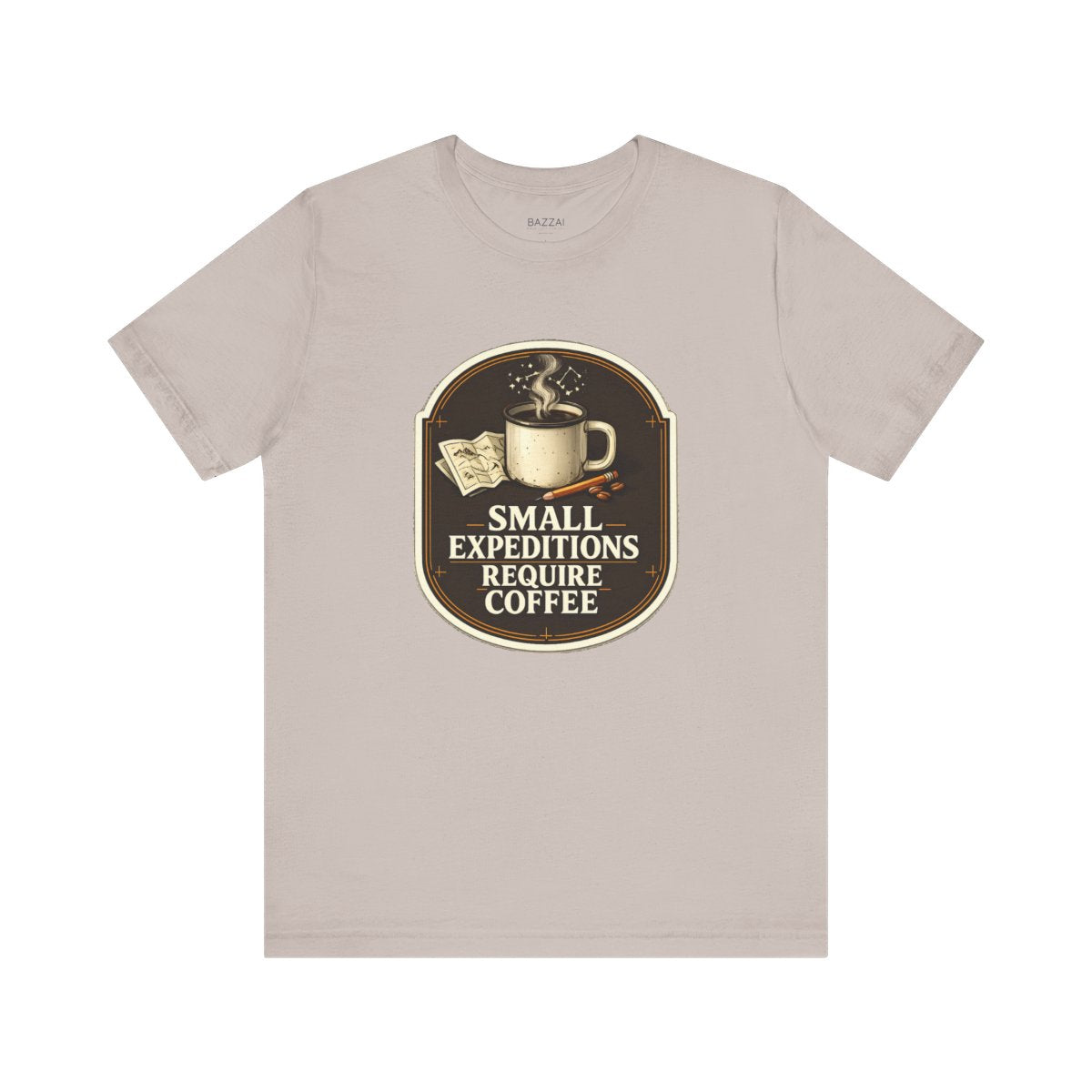 Adventure Coffee T-Shirt — Small Expeditions Require Coffee — coffees t-shirt design by Sol