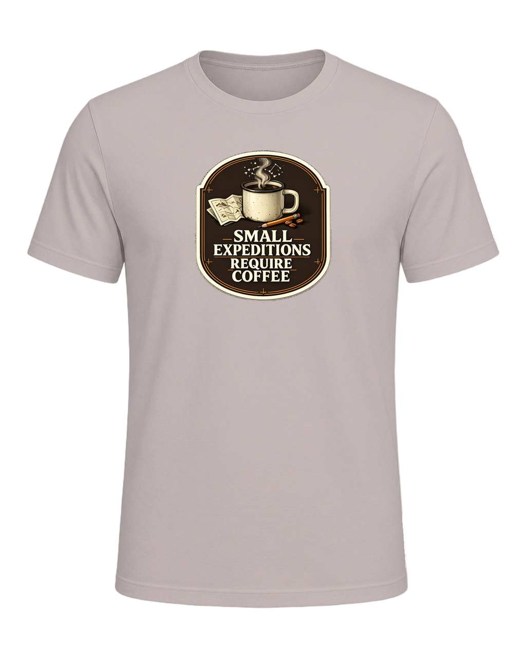 Small Expeditions Require Coffee Tee — Heather Cool Grey